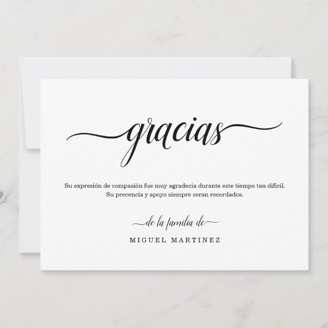 Spanish Funeral Thank You Card with Photo (Front)