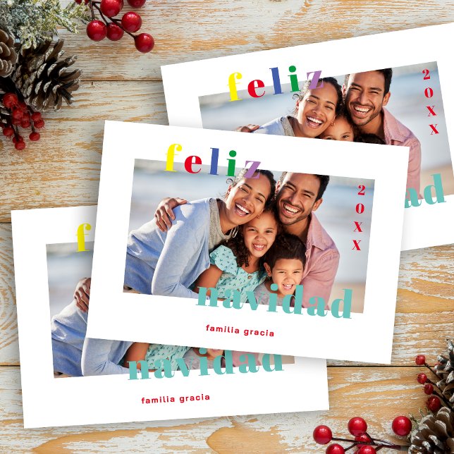 Spanish Funny Christmas Colorful Brightest Photo  Holiday Card (Spanish Funny Christmas Colorful Brightest Photo Family Holiday Card with Envelope.)