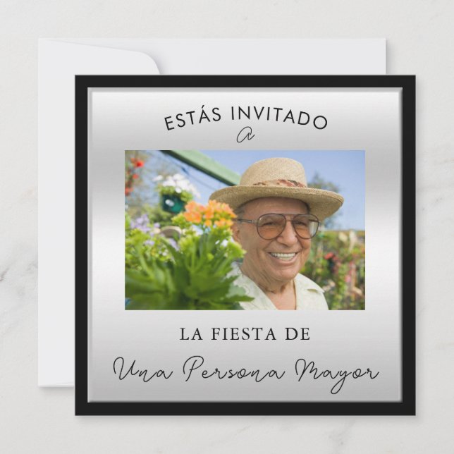 Spanish Funny Photo "Old Persons" 65th Birthday  Invitation (Front)