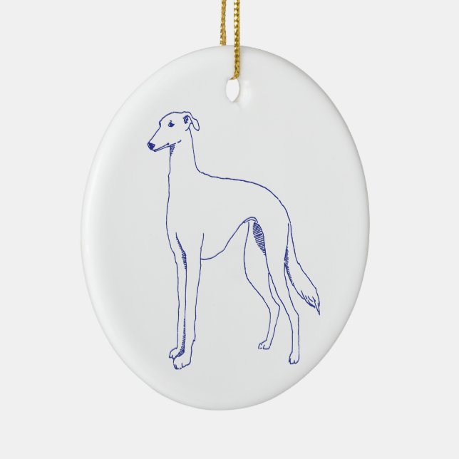 Spanish Galgo breed Ceramic Tree Decoration (Right)