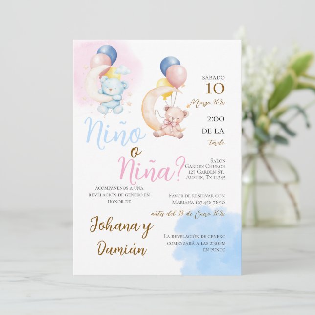 Spanish Gender Reveal Invitation (Standing Front)