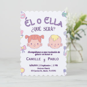 Spanish Gender Reveal Invitation baby revelacion  