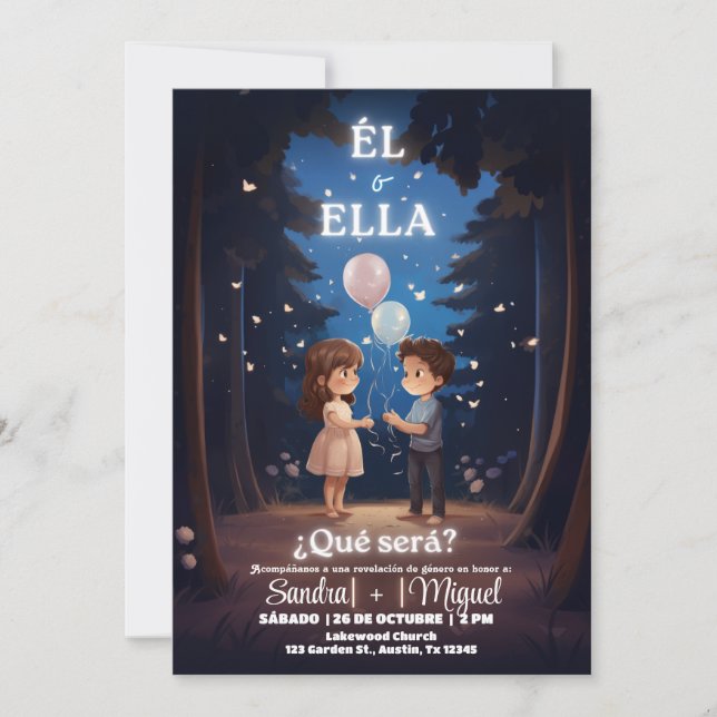 Spanish Gender Reveal Invitation Boho Revelación  (Front)