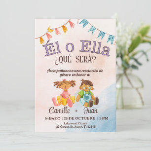 Spanish Gender Reveal Invitation boy or girl