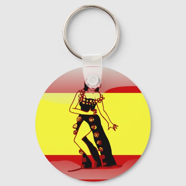 Spanish glossy flag key ring (Front)