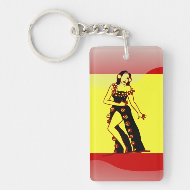 Spanish glossy flag key ring (Front)