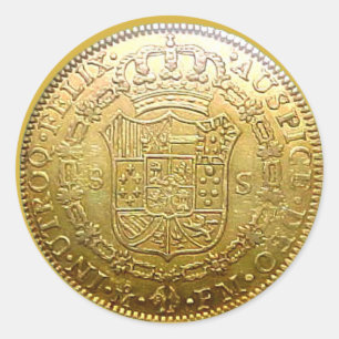 Spanish Gold Doubloon II Round Sticker