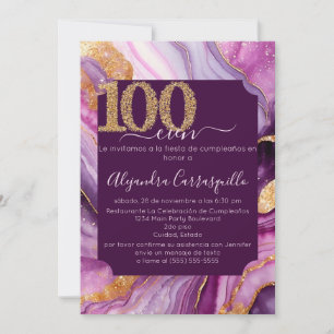 Spanish Gorgeous Agate 100th Birthday Party Invitation