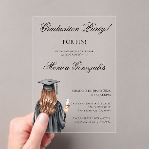 Spanish graduation  acrylic invitations