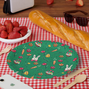 Spanish Green Easter Pattern Paper Plates