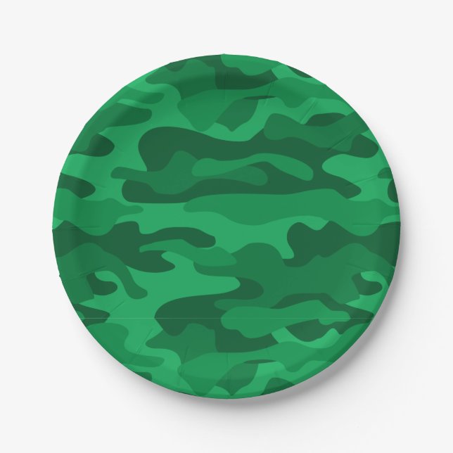 Spanish Green Monocolor Camo Paper Plate (Front)