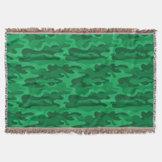 Spanish Green Monocolor Camo Throw Blanket (Front)