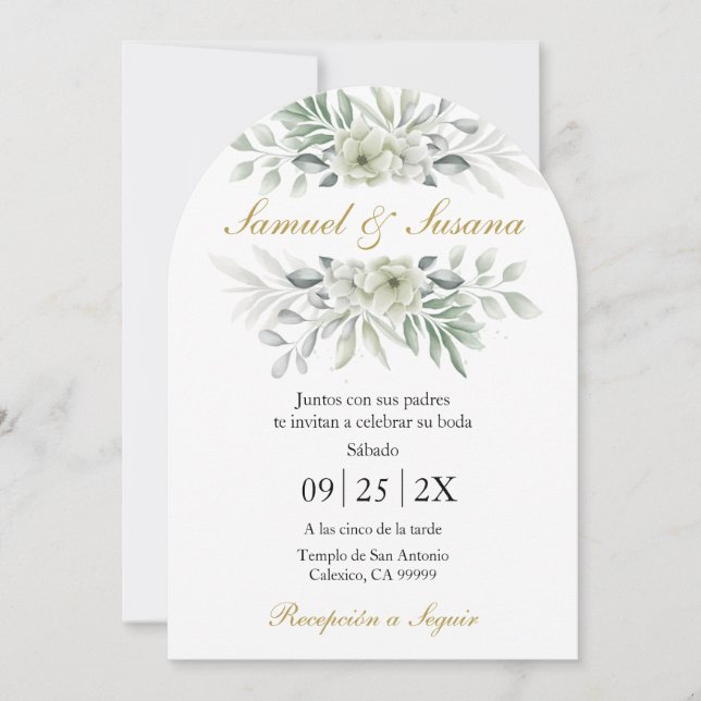 Spanish Greenery Wedding Invitation (Front)