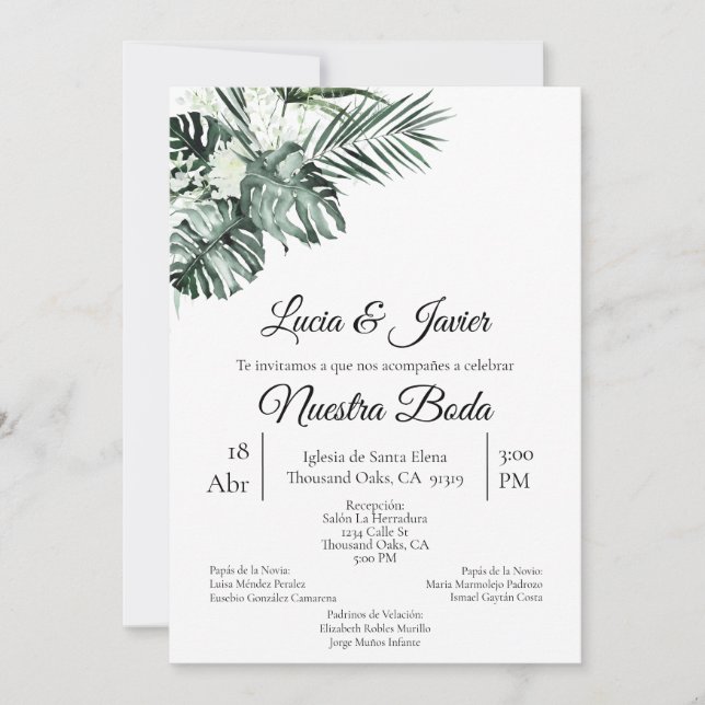Spanish Greenery Wedding invitation (Front)