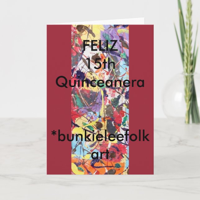 SPANISH, GREETING CARD, Feliz 15th Quinceanera Invitation (Front)