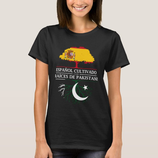 Spanish Grown with Pakistani Roots  Pakistan T-Shirt (Front)