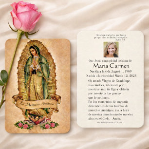 Spanish Guadalupe Mary Funeral Prayer  Holy Card
