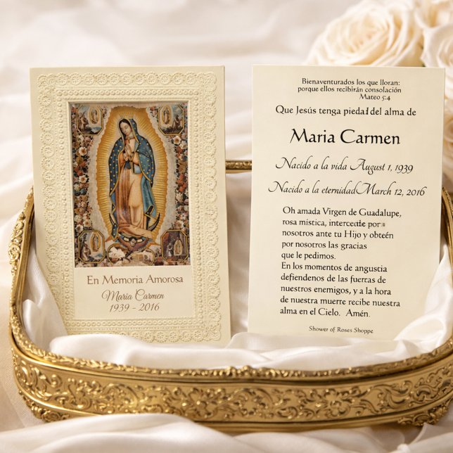 Spanish Guadalupe Mary Funeral Prayer  Holy Card (Creator Uploaded)