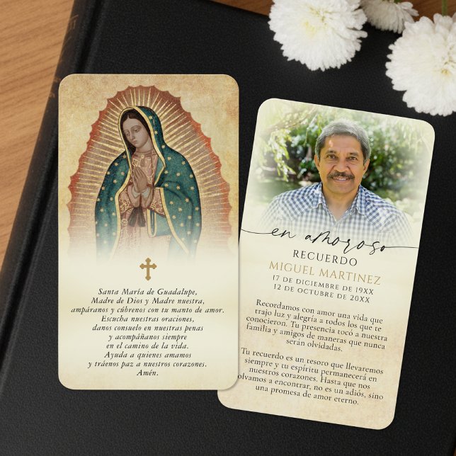 Spanish Guadalupe Prayer Memorial Photo Cards (Creator Uploaded)