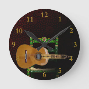 Spanish guitar with Giralda of Seville and chair Round Clock