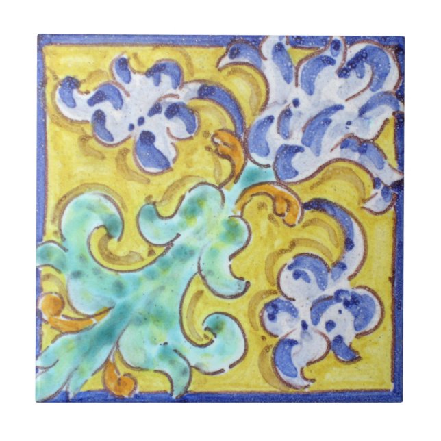 Spanish Hand Painted Ceramic Tile--Accent Tile (Front)