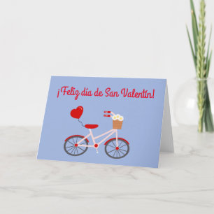 Spanish "Happy Valentine's Day" Card with Bicycle