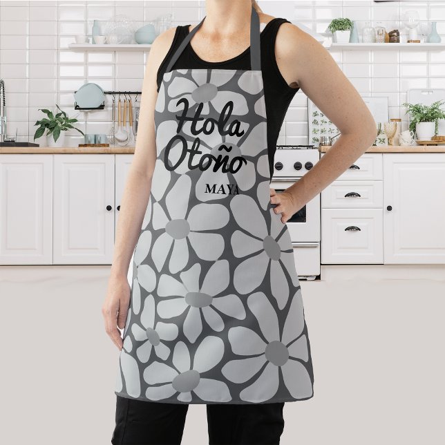 Spanish Hello Autumn Fall Vibes Personalise Apron (Creator Uploaded)