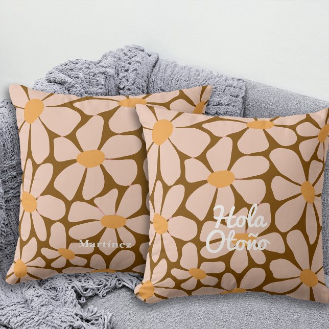 Spanish Hello Autumn Fall Vibes Personalise Cushion (Creator Uploaded)