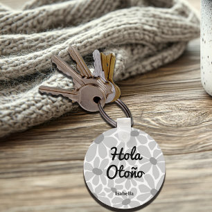 Spanish Hello Autumn Fall Vibes Personalise Key Ring