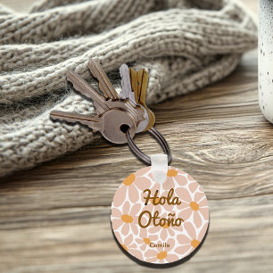 Spanish Hello Autumn Fall Vibes Personalise Key Ring