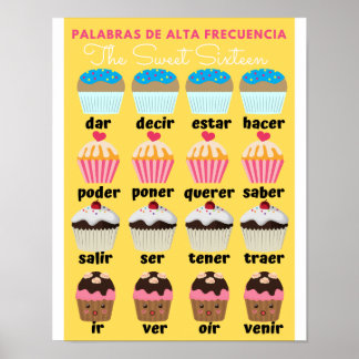 Spanish high frequency words Sweet 16 Poster