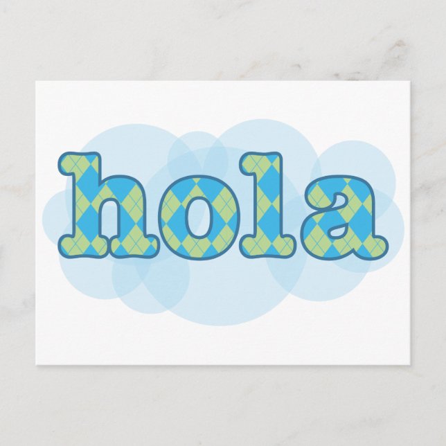 Spanish - Hola with argyle pattern Postcard (Front)