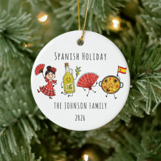 Spanish Holiday Personalised Family Trip Ceramic Tree Decoration