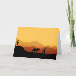Spanish Horse and Man Silhouette Greeting Card