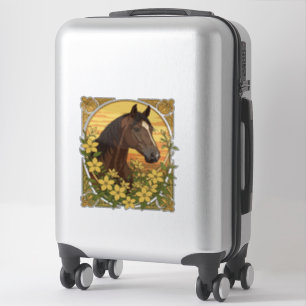 Spanish Horse Breed Surrounded By Yellow Jasmine
