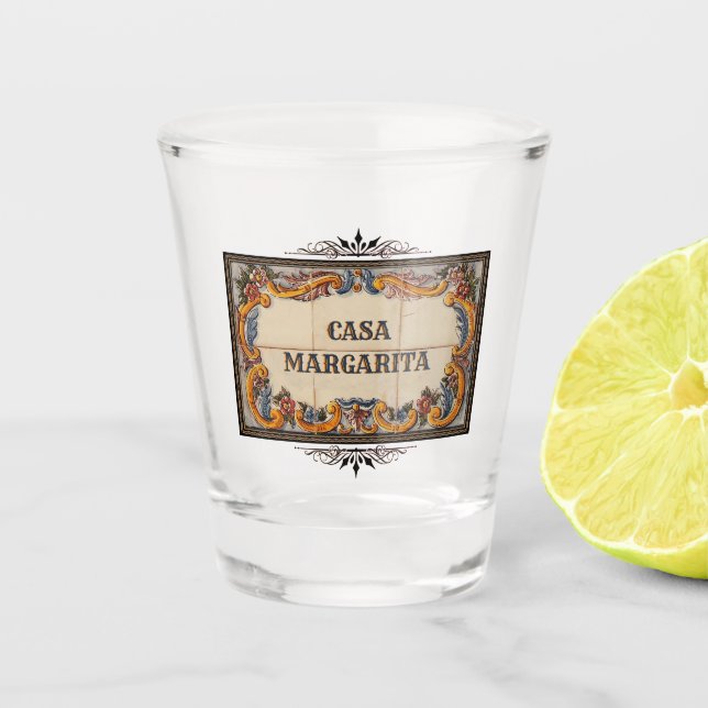 Spanish House Sign (customisable)  Shot Glass (Front)