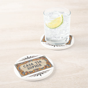 Spanish House Sign (text customisable) Coaster
