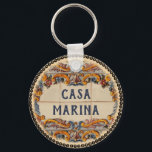 Spanish House Sign (text customisable) Keychain<br><div class="desc">A typical name sign on Spanish houses. Click "Personalise" to edit the text. like your name or street address, or whatever fits (what you see is what you get), or ask me for (free) help. 👉More items with this design: www.zazzle.com/aura2000/spanishhousesign</div>
