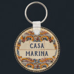 Spanish House Sign (text customisable) Keychain<br><div class="desc">A typical name sign on Spanish houses. Click "Personalise" to edit the text. like your name or street address,  or whatever fits (what you see is what you get),  or ask me for (free) help. 👉More items with this design:  www.zazzle.com/aura2000/spanishhousesign</div>