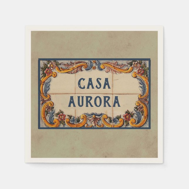 Spanish House Sign (text customisable) Napkin (Front)