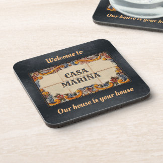 Spanish House Sign Welcome (customisable) Coaster