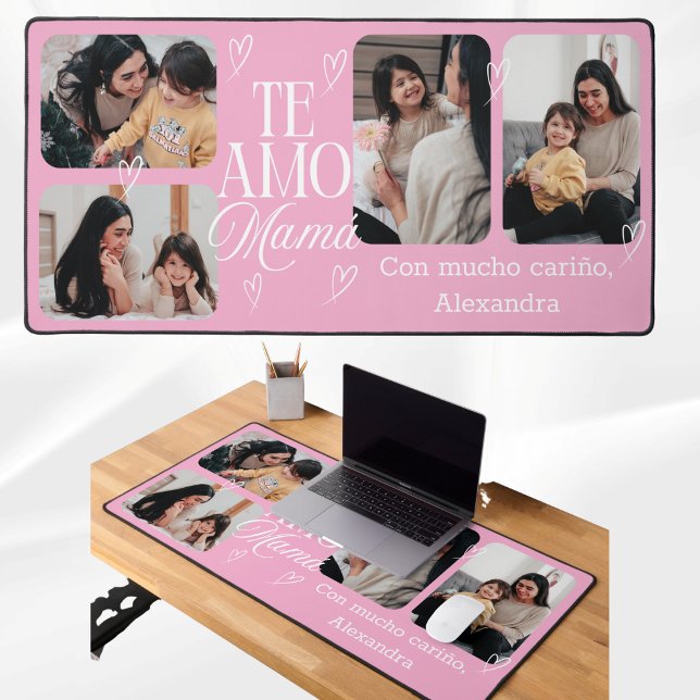 Spanish I Love You Mum Mother's Day 4 Photo Gift Desk Mat (Creator Uploaded)