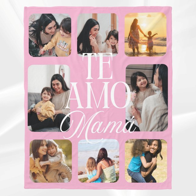 Spanish I Love You Mum Mother's Day 8 Photo Gift Fleece Blanket (Creator Uploaded)
