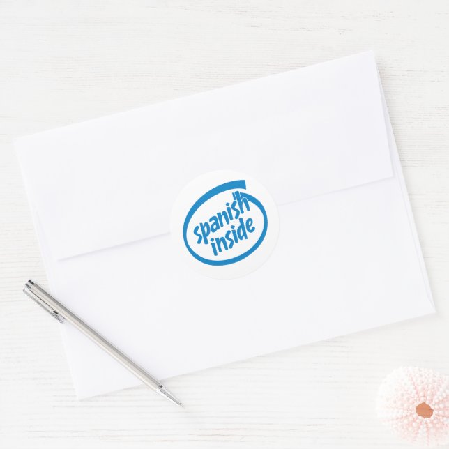 Spanish inside classic round sticker (Envelope)