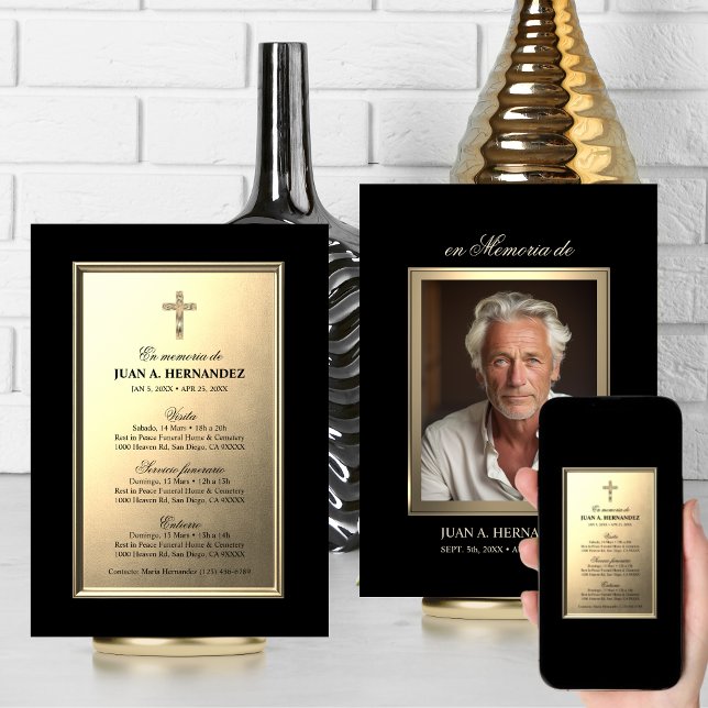 SPANISH Invitation Para Funeral Servicio PHOTO (SPANISH Invitation Para Funeral Servicio Funerario Visita  Cruz y Religioso  PHOTO)