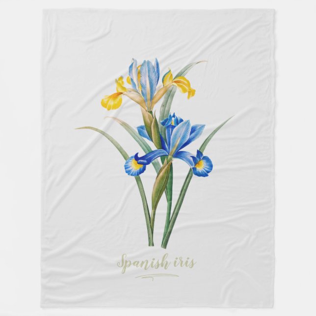 Spanish iris by Pierre-Joseph Redouté Fleece Blanket (Front)