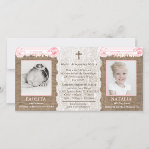 Spanish Joint Baptism / Communion cards for twins