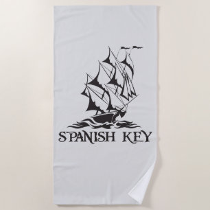 Spanish Key Beach Towel - Black logo