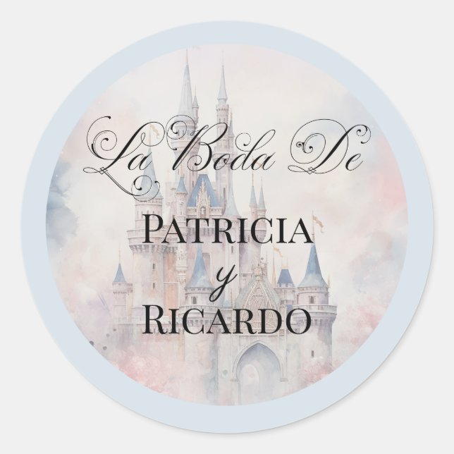 Spanish La Boda De Fairy Tale Wedding Stickers (Front)