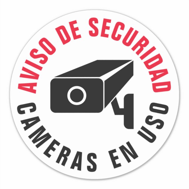 Spanish Language Camera Security Notice Warning (Front)